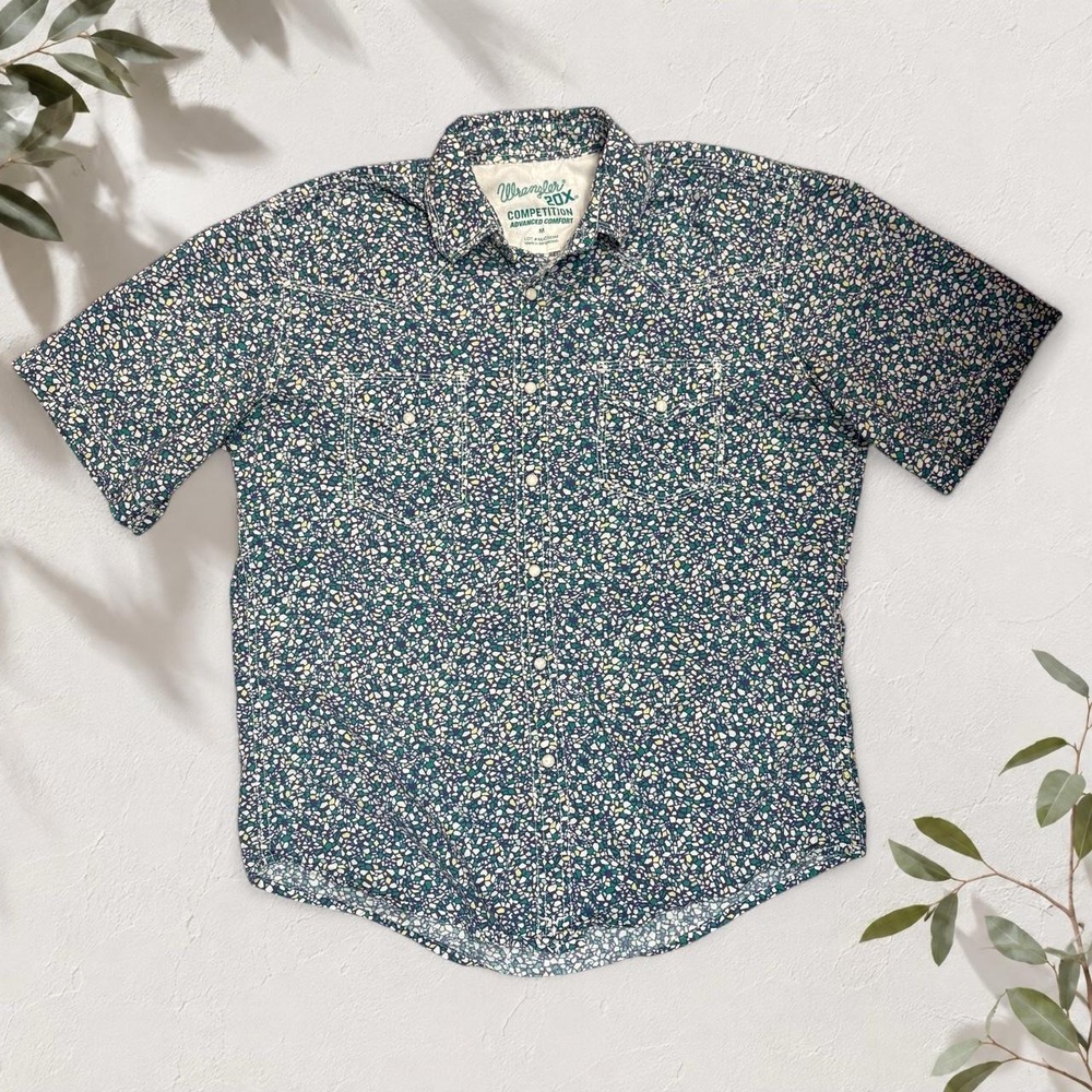 Wrangler 20X Competition Advanced Comfort Blue Floral Pearl Snap Shirt Mens M